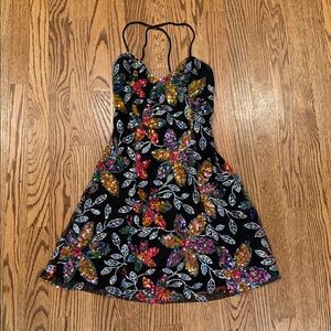 Black Dress with Colorful Sequin Floral Design